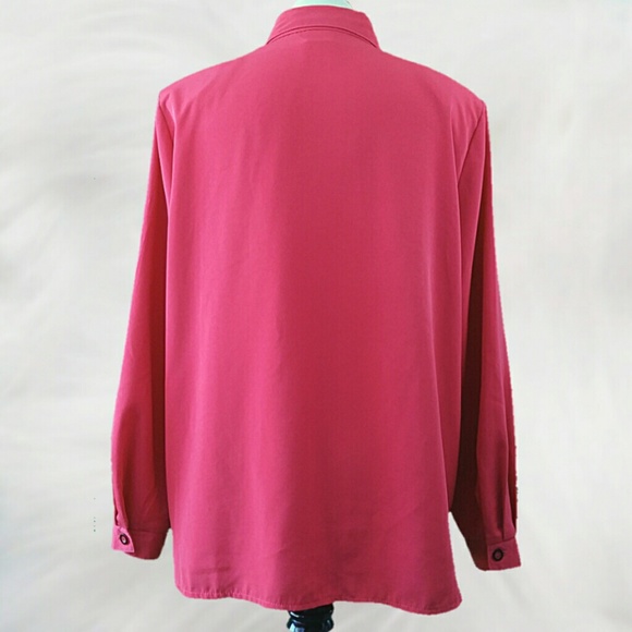 VINTAGE Raspberry Western Yoke Button Up Blouse - Picture 5 of 8